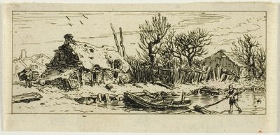 The Frozen Pond (small plate) by Charles Emile Jacque