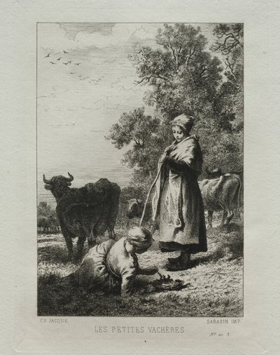 The Little Cowherds by Charles Emile Jacque