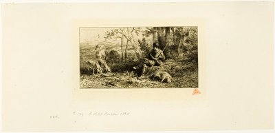 The Little Pig-Keeper by Charles Emile Jacque