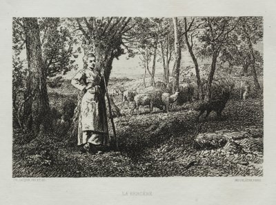The Shepherdess by Charles Emile Jacque