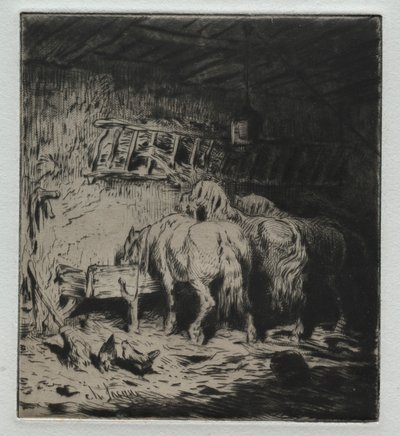 The Stable by Charles Emile Jacque