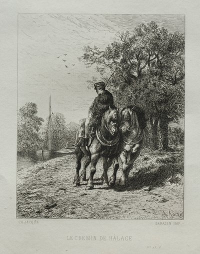 The Tow Path by Charles Emile Jacque