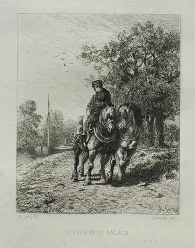 The Tow Path by Charles Emile Jacque