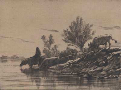 The Watering Hole by Charles Emile Jacque
