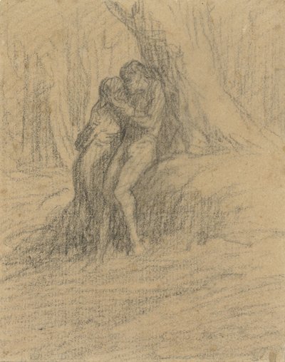 Courting Peasant Couple Under a Large Tree by Charles Emile Jacque