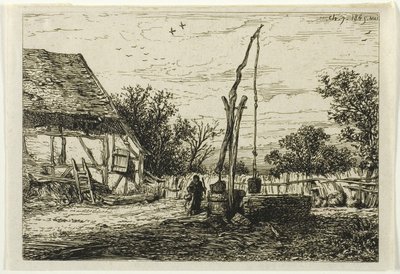 Well in a Farm Courtyard by Charles Emile Jacque