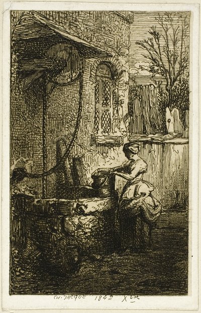 Woman at a Well by Charles Emile Jacque