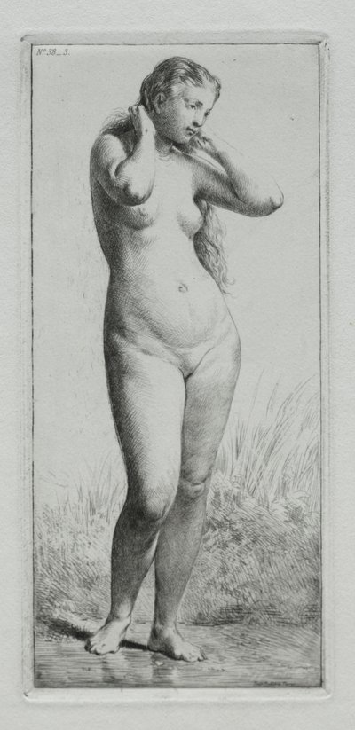 Young Woman Bathing by Charles Emile Jacque