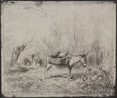 A Donkey in the Field by Charles Francois Daubigny