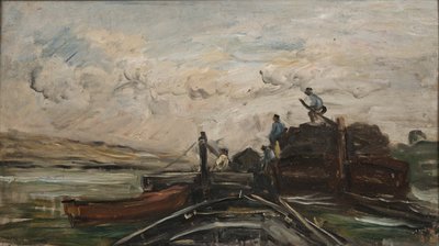Barges on a River by Charles Francois Daubigny