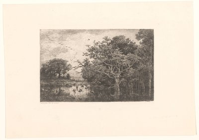 Marsh with Storks by Charles Francois Daubigny