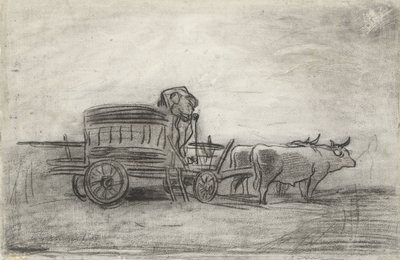 Ox Cart, Darkly Profiled Against the Sky by Charles Francois Daubigny