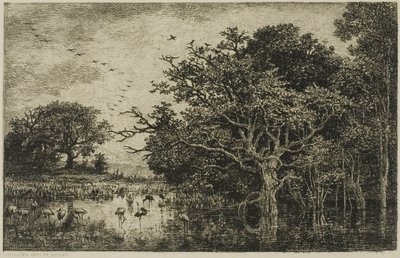 The Marsh with Storks by Charles Francois Daubigny