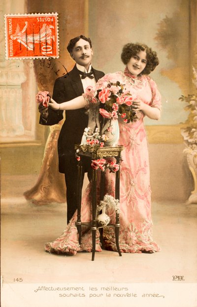 Old postcard, Happy New Year, Greetings by Augustus Kollner
