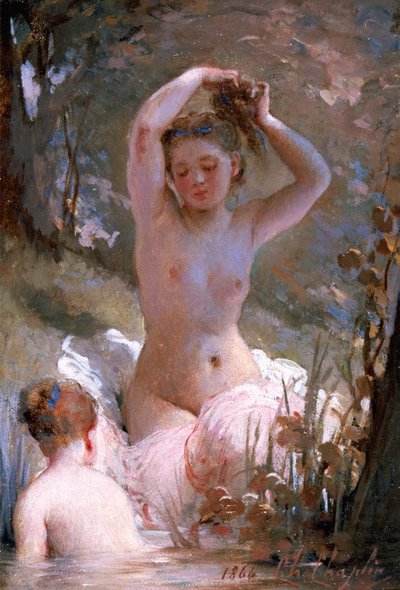 Two Girls Bathing by Charles Joshua Chaplin