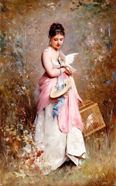 Young Girl with Doves by Charles Joshua Chaplin