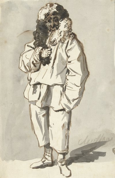 Roman Pulcinella in Carnival Costume by Charles Louis Clerisseau