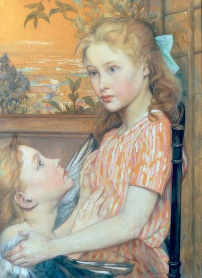 Young Girl with Guardian Angel by Charles Maurin