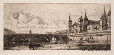 Etchings of Paris: The Exchange Bridge by Charles Meryon