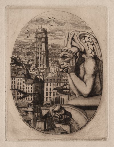 Etchings of Paris: The Gargoyle by Charles Meryon