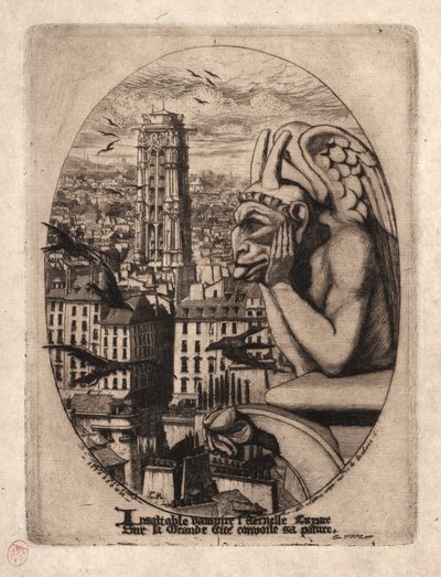 Etchings of Paris: The Gargoyle by Charles Meryon