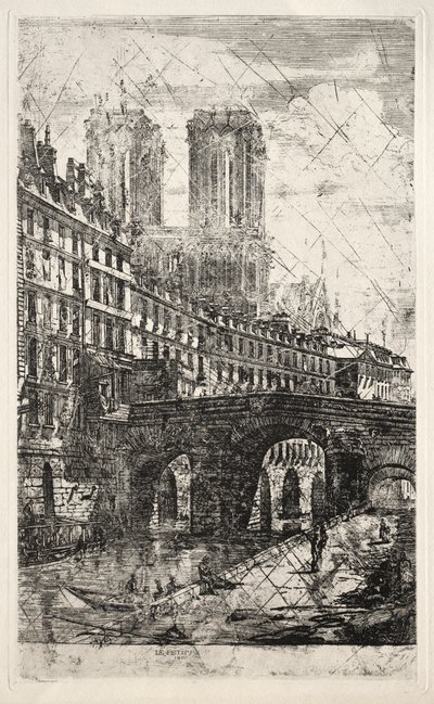 Etchings of Paris: The Little Bridge, 1850 by Charles Meryon