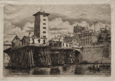 Etchings of Paris: The Notre Dame Pump by Charles Meryon