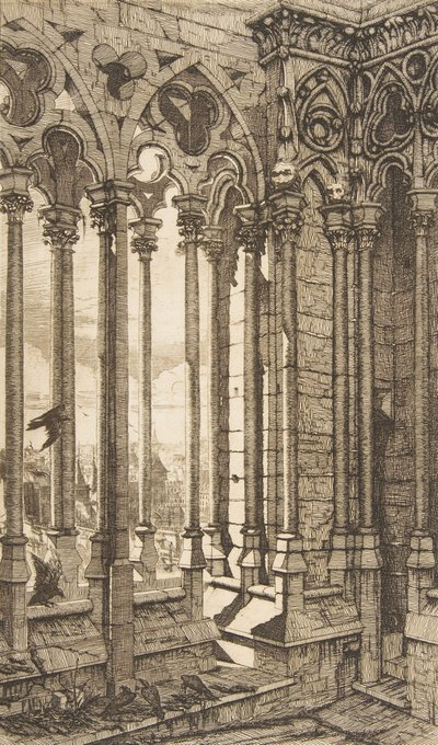 Gallery, Notre-Dame Cathedral, Paris by Charles Meryon