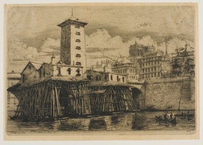 The Notre-Dame Pump, Paris by Charles Meryon