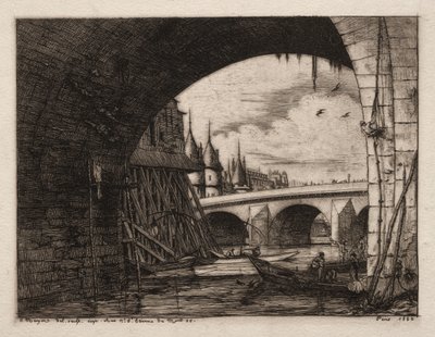 Larch du Pont Notre Dame, Paris by Charles Meryon