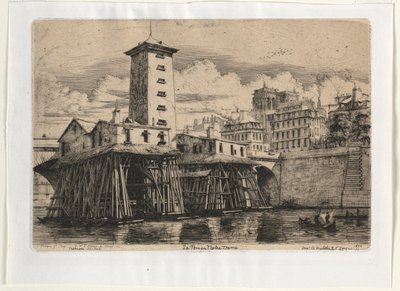 Notre Dame Pumphouse, Paris by Charles Meryon