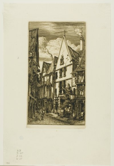 Rue des Toiles, Bourges by Charles Meryon