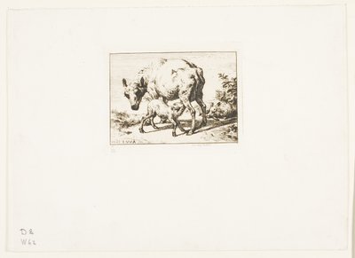 The Ewe with Two Lambs by Charles Meryon