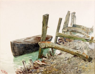 Dinghy Approaching a Jetty by Charles Napier Hemy