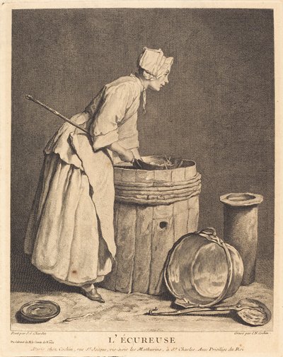 The Scraper by Charles Nicolas Cochin I after Jean Siméon Chardin