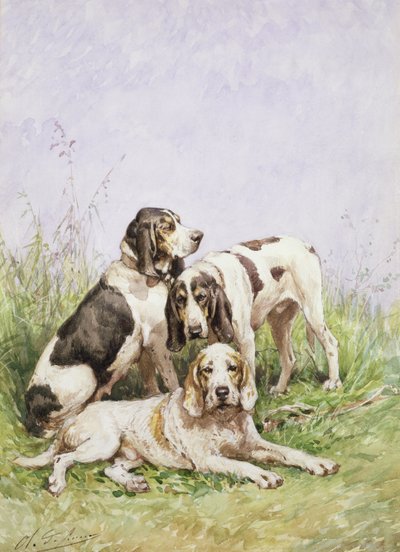 A Group of French Hounds by Charles Oliver de Penne