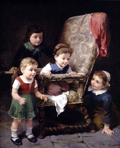 Children Playing Round a Chair by Charles Petit