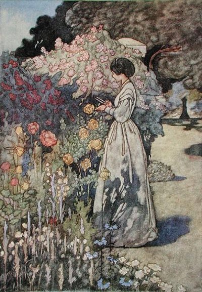 Cutting flowers, published 1912 by Charles Robinson
