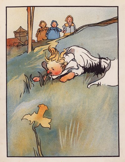 Nonsense: Baby nibbling grass by Charles Robinson