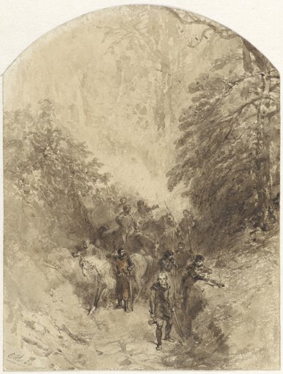 Soldiers in a Forest by Charles Rochussen