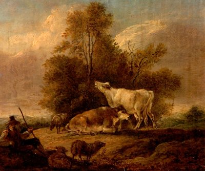 Landscape with Cattle and Figures by Charles Towne