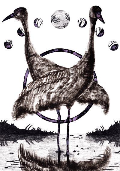 Cranes in Love, 2020 by Charlotte Orr