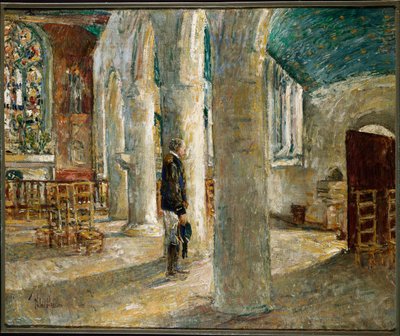 Church Interior, Brittany by Childe Frederick Hassam
