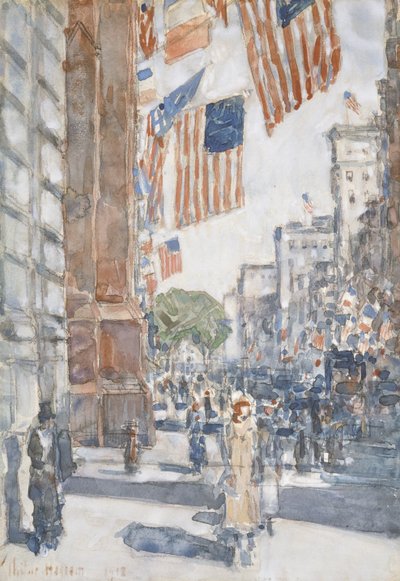 Flags, Fifth Avenue by Childe Frederick Hassam