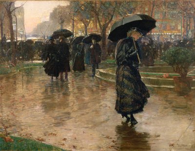 Rain Storm, Union Square by Childe Frederick Hassam