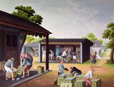 Packing Tea into Boxes by Chinese School