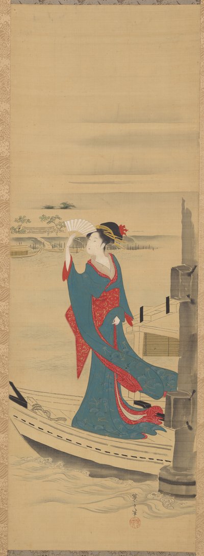 Beauty in a Boat on Sumida River by Chobunsai Eishi