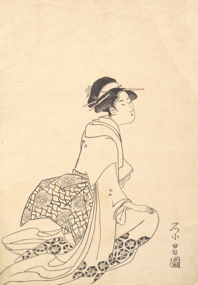 A Woman Kneeling by Chokosai Eisho