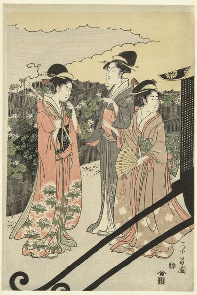 Prince Genji and Yugao by Chokosai Eisho