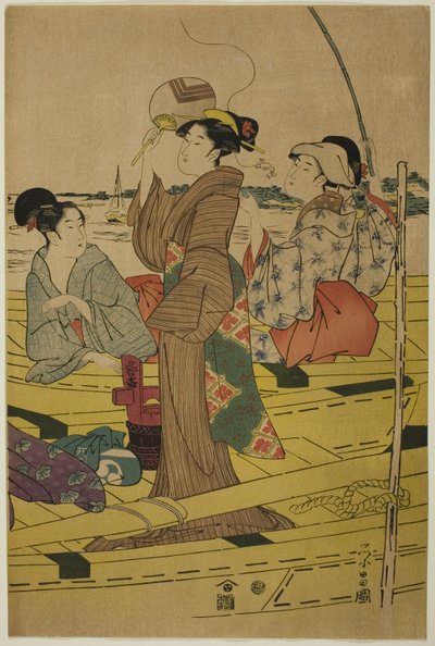 Women on a Fishing Boat by Chokosai Eisho